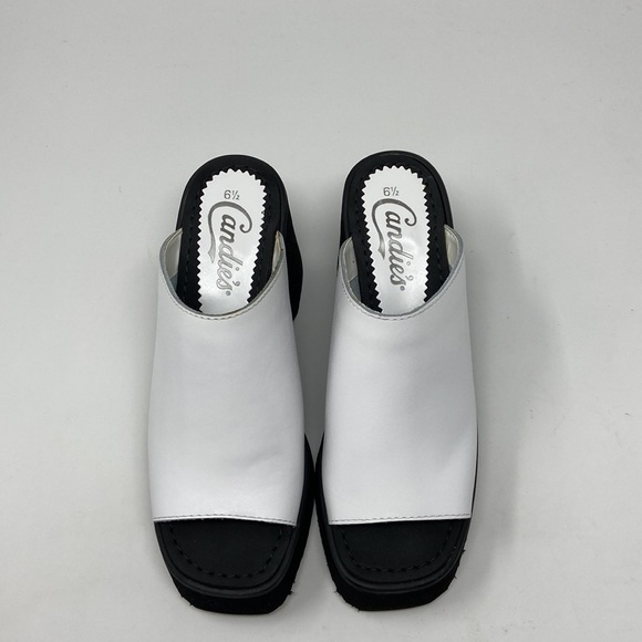 Y2K Candies White Leather Wedge SIZE 6 1/2 New in Box - Picture 8 of 9